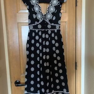 Black and White Embroidered Maxi Dress